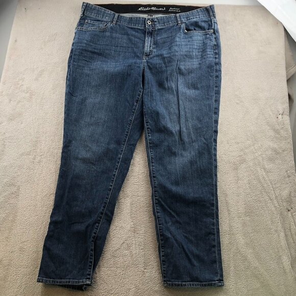 Eddie Bauer Womens Boyfriend Jeans Size 20W Midrise Slim Relaxed Blue Denim - Picture 13 of 14